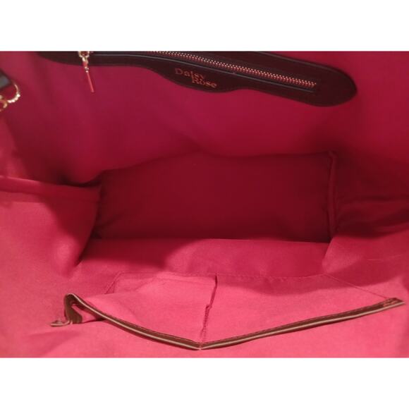 Daisy Rose Tote Bag with Wallet Brown Checkered PU Vegan Leather New - Picture 4 of 10